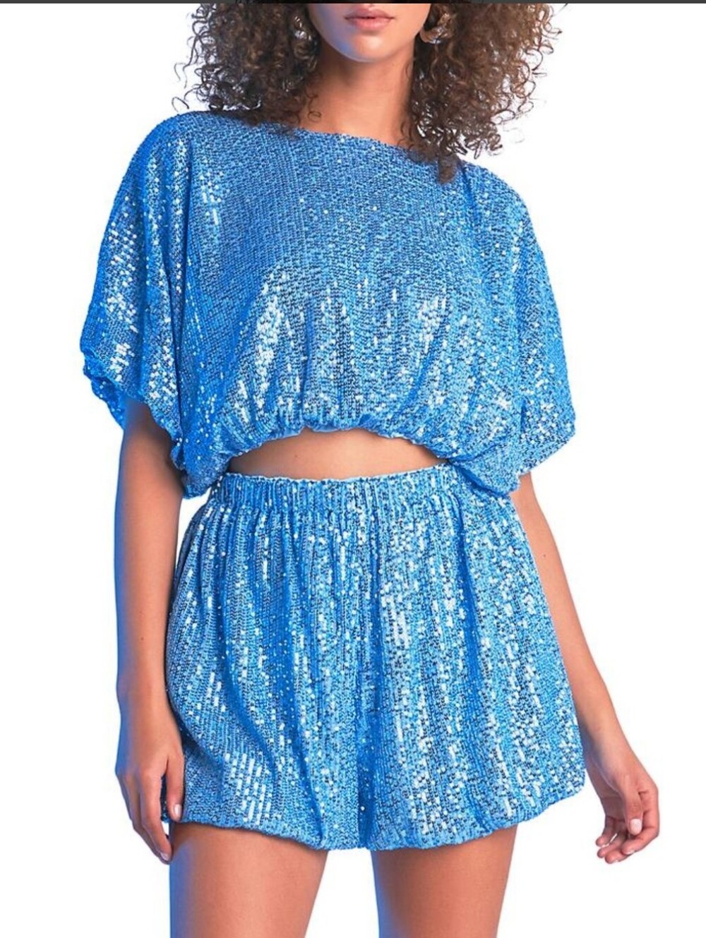 NWT $86 Antrho/ Endless Rose Sequins Cropped Puff Top Size Small